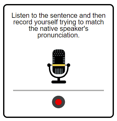 A screenshot of a microphone icon used in the pronunciation section of a news lesson.