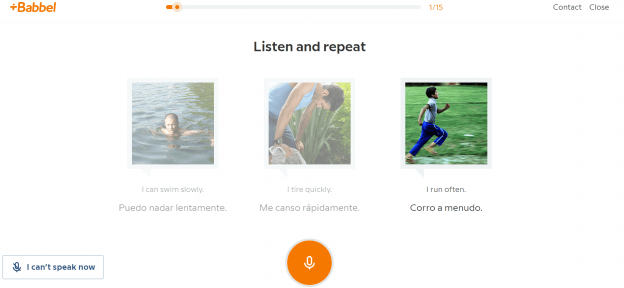The Listen and Repeat exercise, where you record yourself repeating a word.