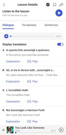 Written dialogue of HelloItalian audio lesson.