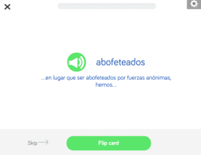 A flashcard with the Spanish word, 