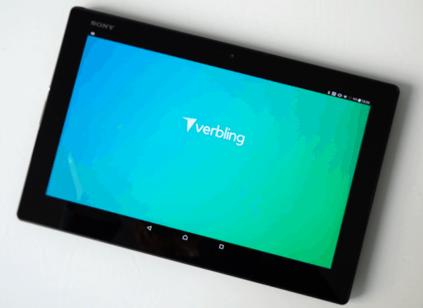 Verbling app opening up on a tablet