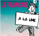 Text that reads, "Le français" and a boy holding a sign that reads, "à la une"