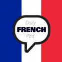 A speech bubble with the text, "Daily French Pod" on top of the French flag