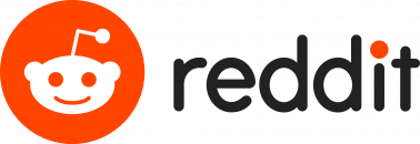 The reddit logo of an alien with an oval head and antenna against an orange background appears next to the text, "reddit" in lowercase letters.