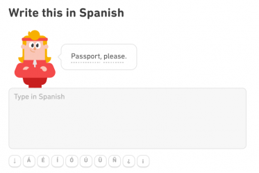Screenshot of a writing exercise in Duolingo.