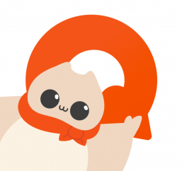 A depiction of a cartoon squirrel in front of an orange letter "Q."