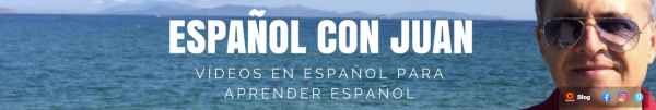 Banner with a picture of the sea in the background, Juan's face on the right-hand side. In the middle appears the text, "Español con Juan" in white.
